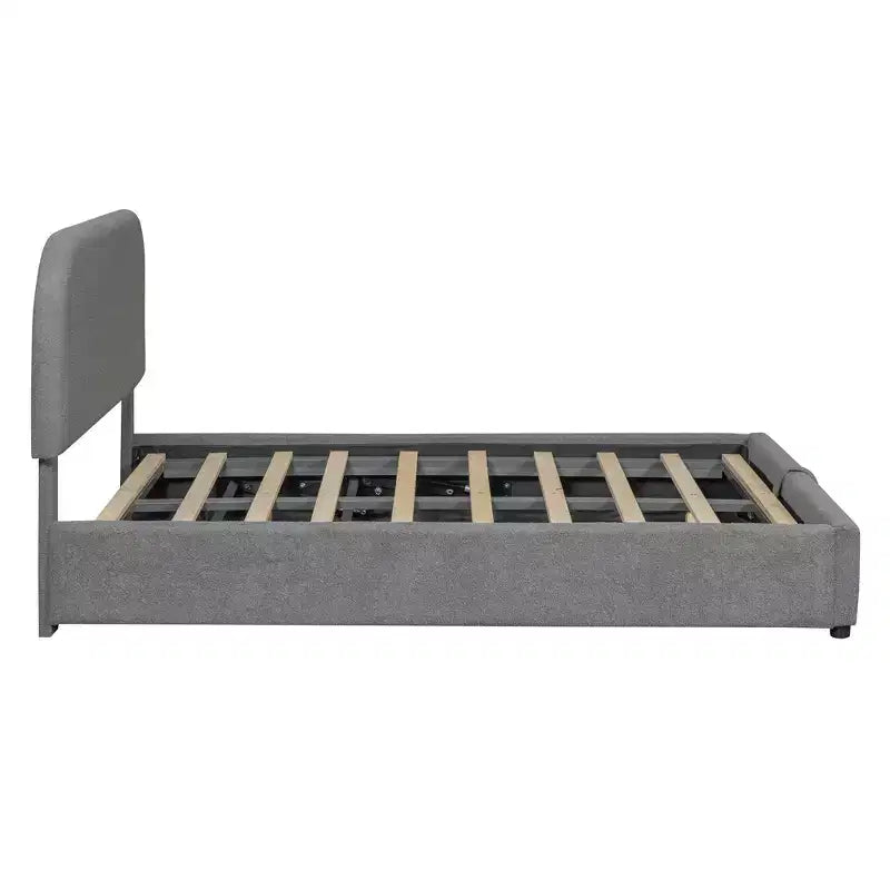 Letto Imbottito a Piattaforma in Pile Teddy Matrimoniale/Queen con Sistema di Contenimento Idraulico