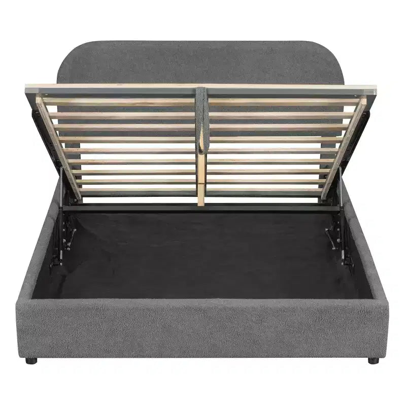 Letto Imbottito a Piattaforma in Pile Teddy Matrimoniale/Queen con Sistema di Contenimento Idraulico